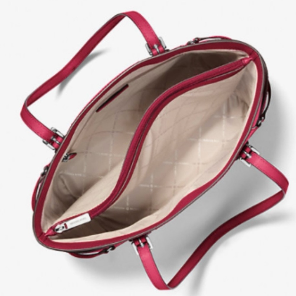 Michael Kors Large Leather Voyager Tote in Dark Rasberry - Picture 2 of 13